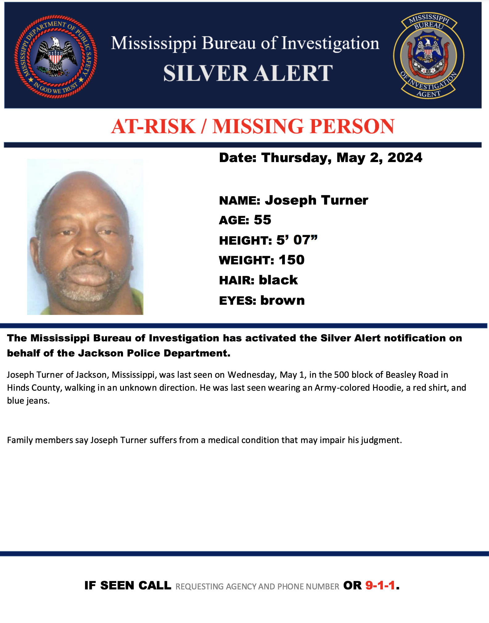 MBI Issues Silver Alert for Jackson Man
